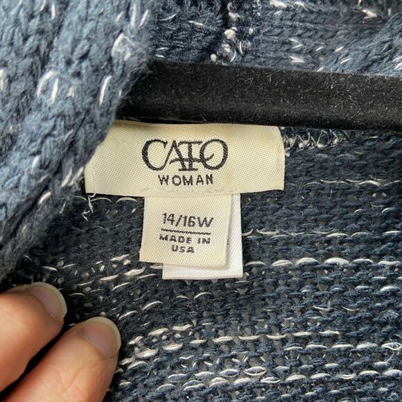 Cato 14/16W Plus Womens Dark Gray Marled Open Front Waterfall Sweater Cardigan - Picture 3 of 6